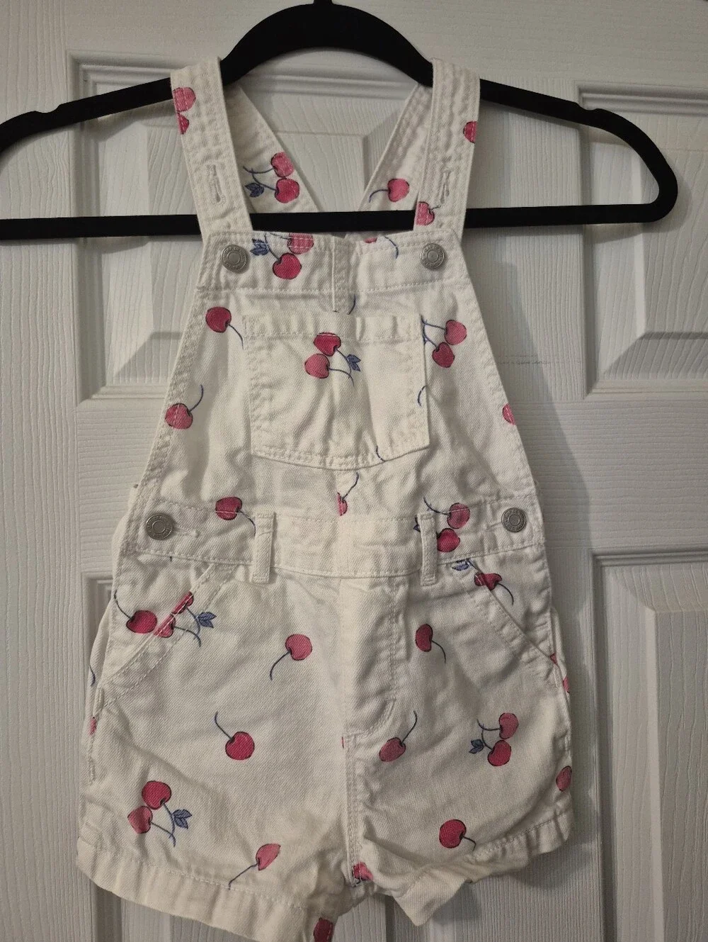 GAP Baby Overalls - White with Red Cherry Print